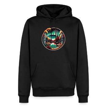 Désert nordique et aurores boréales - Vikings - Sweat à capuche Premium bio Homme - noir - Devant - Nico (187cm)