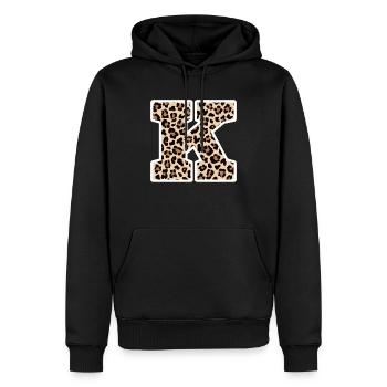 lettre k motif léopard -idée cadeau d’anniversaire - Sweat à capuche Premium bio Homme - noir - Devant - Nico (187cm)