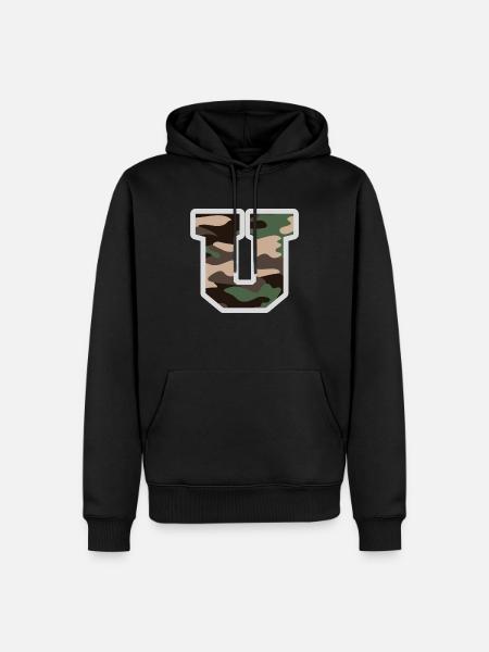 Buchstabe U Militärtarnung - Geschenkidee - Männer Premium Bio Hoodie - Schwarz