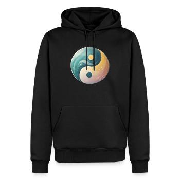 Esthétique du symbole doux du Yin et du Yang - Sweat à capuche Premium bio Homme - noir - Devant - Nico (187cm)