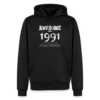 1991 - 33e anniversaire légendaire - Sweat à capuche Premium bio Homme - noir - Devant - Nico (187cm)
