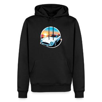 voiture vintage couché de soleil - Sweat à capuche Premium bio Homme - noir - Devant - Nico (187cm)