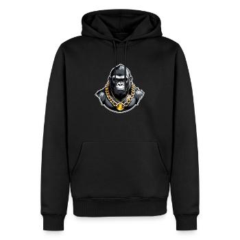 gorille avec chaine en or - Sweat à capuche Premium bio Homme - noir - Devant - Nico (187cm)