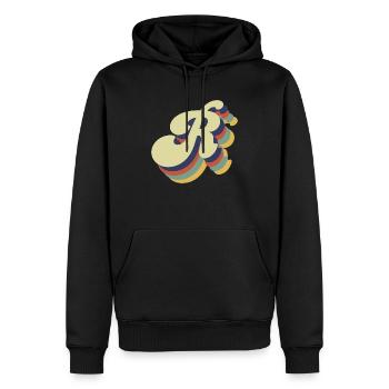 Retro-Buchstabe R - Männer Premium Bio Hoodie - Schwarz - Vorne - Nico (187cm)