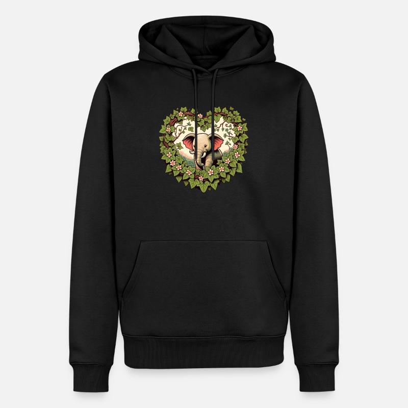 Elefant - Männer Premium Bio Hoodie - Schwarz