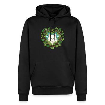 Lierre chat blanc - Sweat à capuche Premium bio Homme - noir - Devant - Nico (187cm)