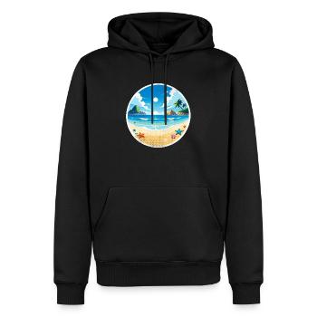 plage vacances soleil mer - Sweat à capuche Premium bio Homme - noir - Devant - Nico (187cm)