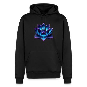 Neon Lotus Flower - Men’s Premium Organic Hoodie - black - Front - Nico (187cm)