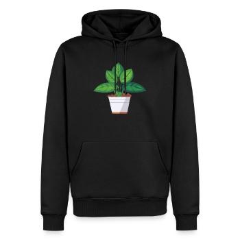 Planter des feuilles vertes en pot - Sweat à capuche Premium bio Homme - noir - Devant - Nico (187cm)