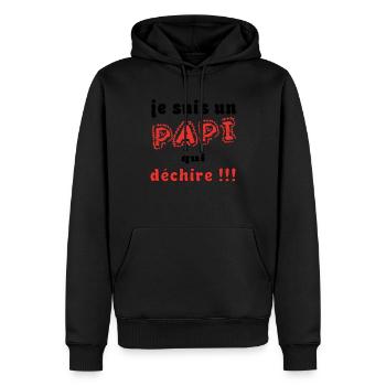 PAPI PAPY - Männer Premium Bio Hoodie - Schwarz - Vorne - Nico (187cm)