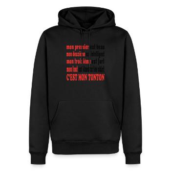 TONTON T-shirt - Männer Premium Bio Hoodie - Schwarz - Vorne - Nico (187cm)