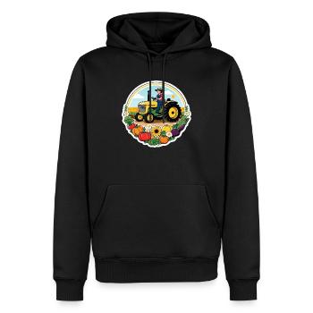 Farmer Sonne Blume Vegan - Männer Premium Bio Hoodie - Schwarz - Vorne - Nico (187cm)