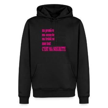 Ma SOEURETTE est belle - Sweat à capuche Premium bio Homme - noir - Devant - Nico (187cm)