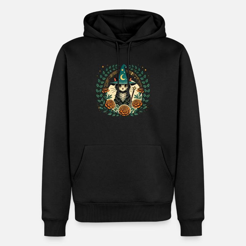 Wizard Kitty Katze - Männer Premium Bio Hoodie - Schwarz