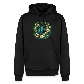 Tortue marine - Sweat à capuche Premium bio Homme - noir - Devant - Nico (187cm)
