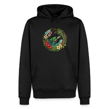 Glaïeuls et tortue de mer - Sweat à capuche Premium bio Homme - noir - Devant - Nico (187cm)