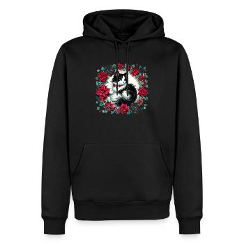 Smoking de Noël Chat - Sweat à capuche Premium bio Homme - noir - Devant - Nico (187cm)