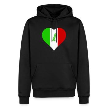 Cœur Italie - Sweat à capuche Premium bio Homme - noir - Devant - Nico (187cm)