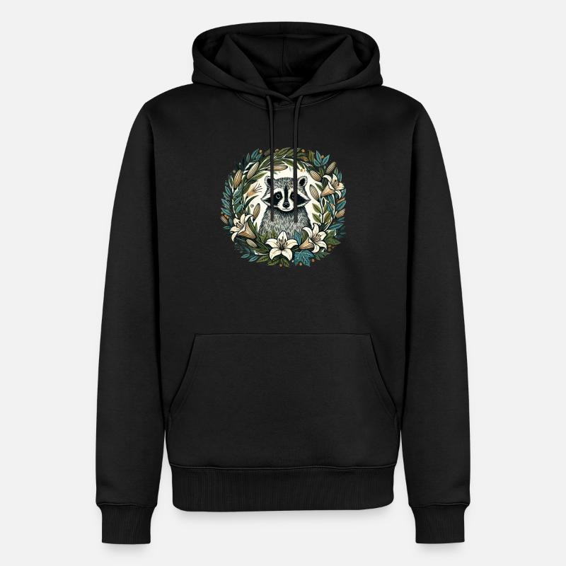 Waschbär - Männer Premium Bio Hoodie - Schwarz
