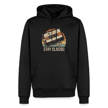 Vintage Retro Kassette Stay Classic - Männer Premium Bio Hoodie - Schwarz - Vorne - Nico (187cm)