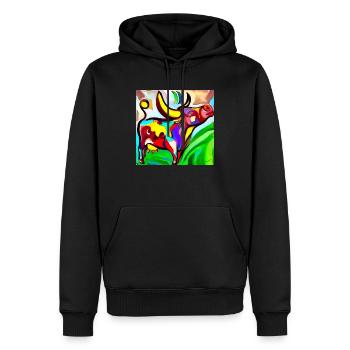 Cow of Colours No.2, - Men’s Premium Organic Hoodie - black - Front - Nico (187cm)