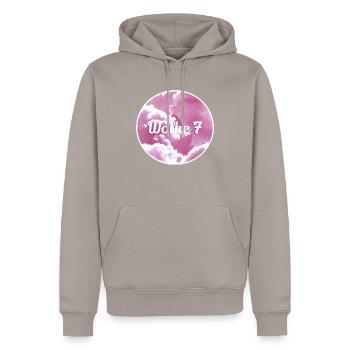84D98823 76A2 4505 83F0 1ECB0C02EB55 - Männer Premium Bio Hoodie - Taupe - Vorne - Nico (187cm)