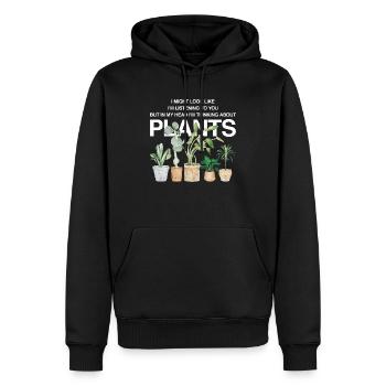 Dans mes pensées avec mes plantes - Sweat à capuche Premium bio Homme - noir - Devant - Nico (187cm)