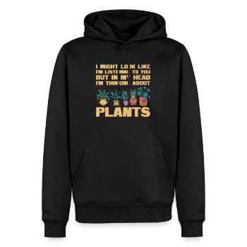 Dans mes pensées avec mes plantes - Sweat à capuche Premium bio Homme - noir - Devant - Nico (187cm)