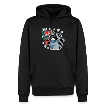 l'instant de noel - hiver mignon - Sweat à capuche Premium bio Homme - noir - Devant - Nico (187cm)