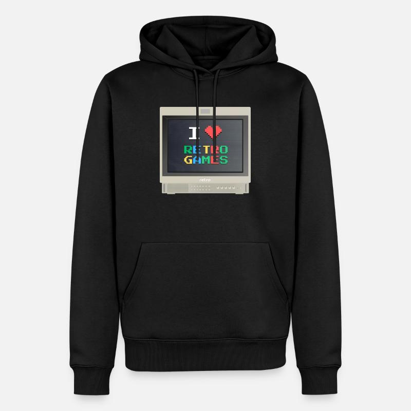 PVM Lover - Retrogames (Beige) - Männer Premium Bio Hoodie - Schwarz