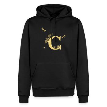 Letter c Glitter Gold Dragonfly - Gift Idea - Men’s Premium Organic Hoodie - black - Front - Nico (187cm)