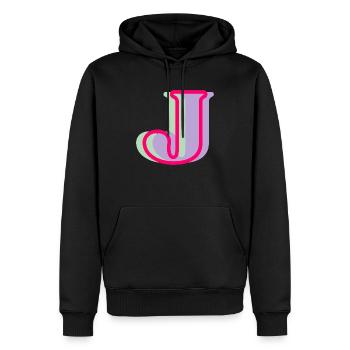 Mehrfarbiger Buchstabe j - Männer Premium Bio Hoodie - Schwarz - Vorne - Nico (187cm)