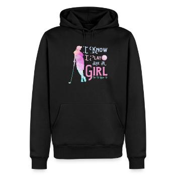 Je sais que je joue comme une fille Essaie de suivre le golf Go - Sweat à capuche Premium bio Homme - noir - Devant - Nico (187cm)