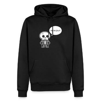 Bone-jour! - Funny Skeleton Pun - Men’s Premium Organic Hoodie - black - Front - Nico (187cm)