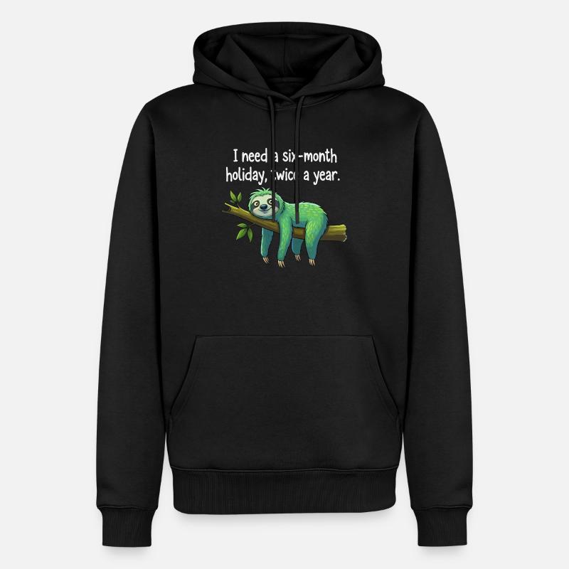 Faultier Urlaub - Männer Premium Bio Hoodie - Schwarz