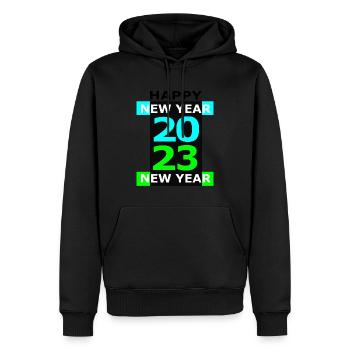 Bonne année 2023 (2) - Sweat à capuche Premium bio Homme - noir - Devant - Nico (187cm)