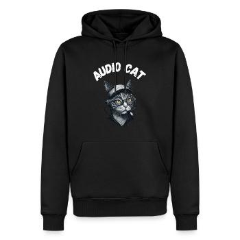 Audio Cat - Männer Premium Bio Hoodie - Schwarz - Vorne - Nico (187cm)
