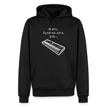 Synthesizer T-Shirt - Klangvolles Design für Musik - Männer Premium Bio Hoodie - Schwarz - Vorne - Nico (187cm)