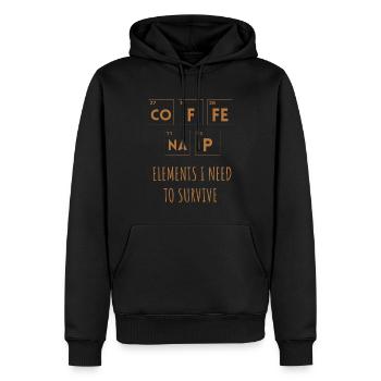 Kaffee- und Nickerchen-Elemente, die ich zum Überleben brauche - Männer Premium Bio Hoodie - Schwarz - Vorne - Nico (187cm)