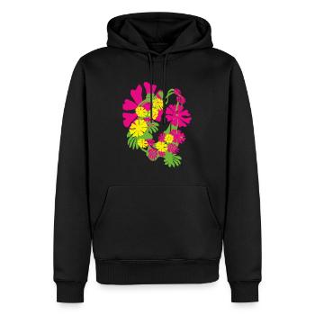 70er Jahre Blüten Blumen Florist 80er valentinstag - Männer Premium Bio Hoodie - Schwarz - Vorne - Nico (187cm)
