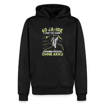 60 Jahre und immer noch ohne Akku! Geschenkidee - Männer Premium Bio Hoodie - Schwarz - Vorne - Nico (187cm)
