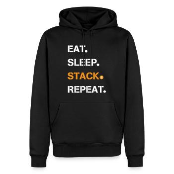 Bitcoin | Eat Sleep Stack Repeat | BTC - Men’s Premium Organic Hoodie - black - Front - Nico (187cm)