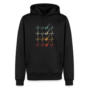 Guitares Heartbeat Guitariste Musicien Guitare - Sweat à capuche Premium bio Homme - noir - Devant - Nico (187cm)