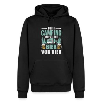 Camping Bier vor vier Wohnwagen Camper - Männer Premium Bio Hoodie - Schwarz - Vorne - Nico (187cm)