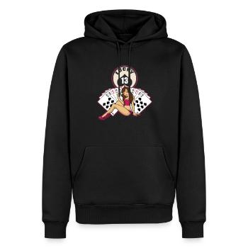 Poker - Pin Up Girl - Lucky 13 - Men’s Premium Organic Hoodie - black - Front - Nico (187cm)