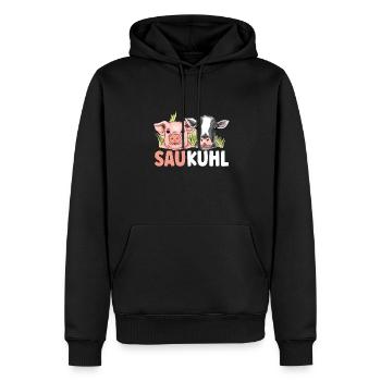 Sau Kuhl Wortspiel Kühe Schweine - Männer Premium Bio Hoodie - Schwarz - Vorne - Nico (187cm)