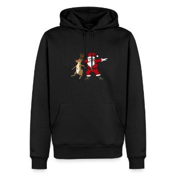 Père Noël Dabbing Père Noël et Rennes - Sweat à capuche Premium bio Homme - noir - Devant - Nico (187cm)
