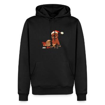 Loutre douce avec biscuits et bonnet de Noël Merry - Sweat à capuche Premium bio Homme - noir - Devant - Nico (187cm)