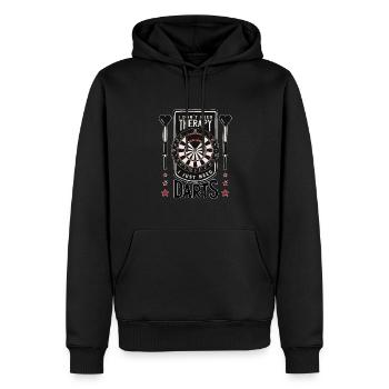Ich brauche keine Therapie ich brauche nur Dart - Männer Premium Bio Hoodie - Schwarz - Vorne - Nico (187cm)