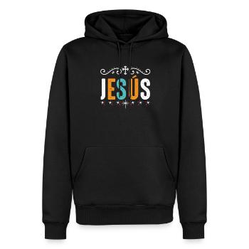 Jésus joue à la religion au sujet de la foi de Dieu - Sweat à capuche Premium bio Homme - noir - Devant - Nico (187cm)